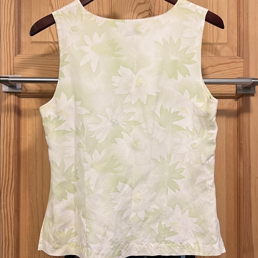 Valerie Stevens Light Green Floral Silk Tank Top Sz M - Picture 6 of 6
